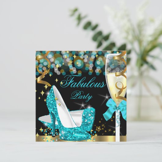 Fabulair Blauwgroen blauw glitter High Hiel Dag 2 Kaart (Staand voorkant)