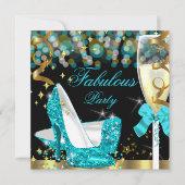 Fabulair Blauwgroen blauw glitter High Hiel Dag 2 Kaart (Voorkant)