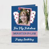 Fabulair dochter in rechte, foto blauwe roze kaart (Voorkant)