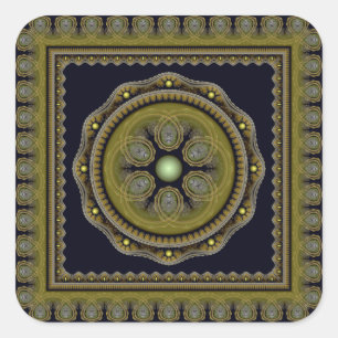 Fabulair fractaal patroon mandala vierkante sticker