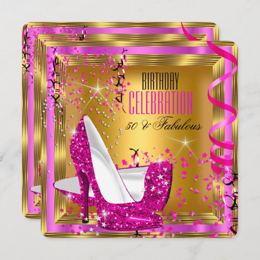 Fabulair glitter roze gouddag 2 kaart (Voorkant / Achterkant)