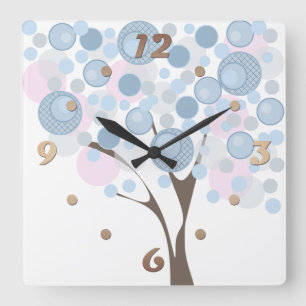 Fabulair, hout, vierkante klok