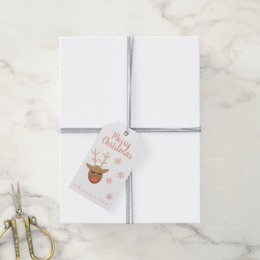 Fabulair kerstrendierroze goud cadeaulabel (Met Touw)