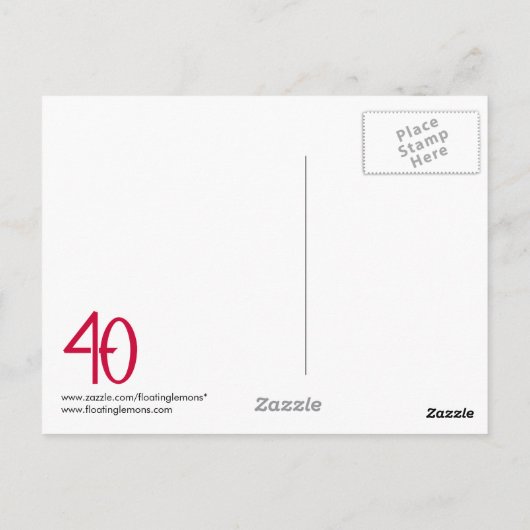 Fabulair met 40 rood briefkaart (Achterkant)