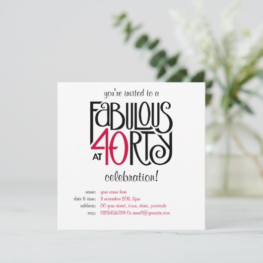 Fabulair met 40 rood kaart (Staand voorkant)