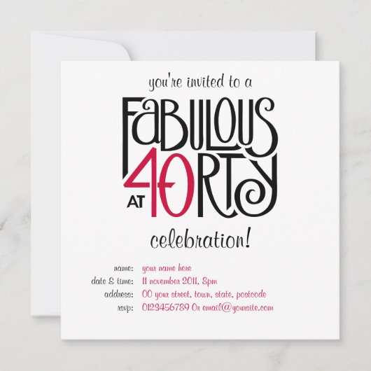 Fabulair met 40 rood kaart (Voorkant)