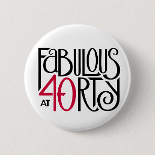 Fabulair met 40 rood ronde button 5,7 cm