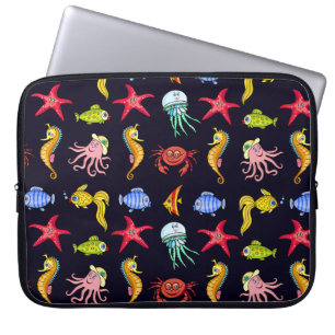 Fabulair nautisch patroon met een leuk oranje zee laptop sleeve