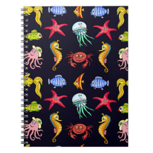 Fabulair nautisch patroon met een leuk oranje zee notitieboek