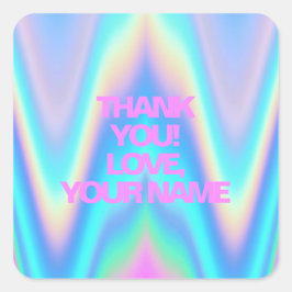 Fabulair neonholografische eenroze tekstnaam vierkante sticker