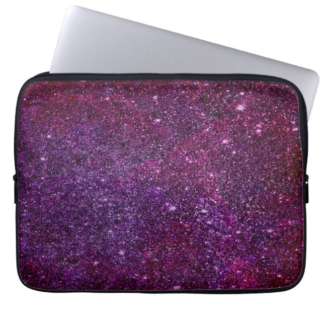 Fabulair paars glitter laptop sleeve (Voorkant)