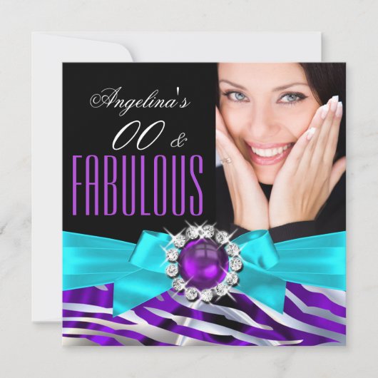 Fabulair Zebra Paars Blauwgroen Zwarte Zeedag Kaart (Voorkant)