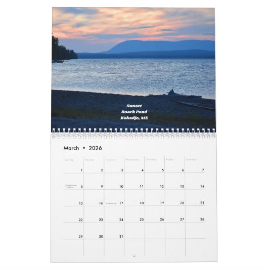 Fabulair Zonsondergangen wandkalender Kalender (Mar 2026)