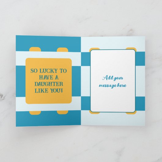 Fabulaire dochterfoto genaamd blauwe gele verjaard kaart (Binnen)