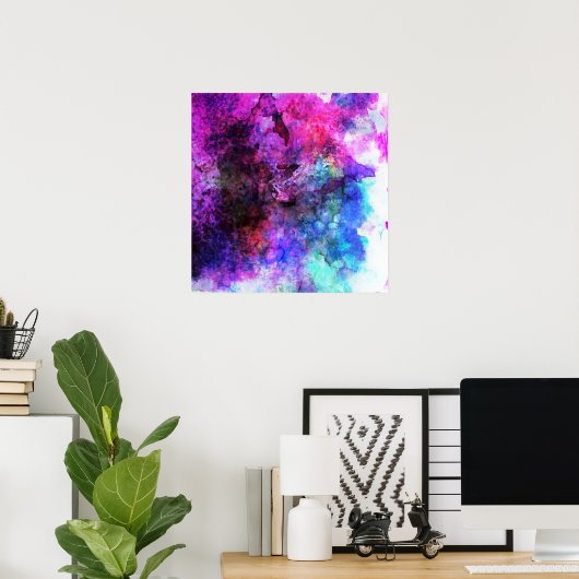 Fabulaire Paarse Waterverf Abstract Poster (Thuiskantoor)