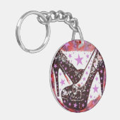 Fabulaire roze roze Paarse hoge-heelsterren met gl Sleutelhanger (Voorkant Links)