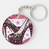 Fabulaire roze roze Paarse hoge-heelsterren met gl Sleutelhanger (Achterkant)