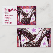 Fabulaire roze roze Paarse hoge-heelsterren met gl Visitekaartje (Voorkant / Achterkant)