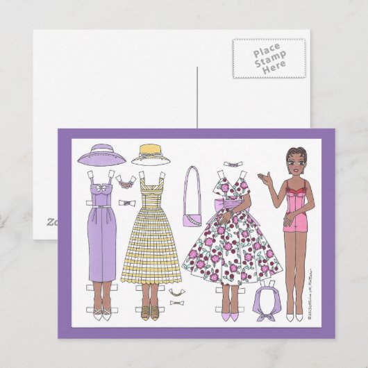 Fabulaire vijvers: Briefkaart Alicia Paper Doll (Voorkant / Achterkant)