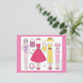 Fabulaire vijvers: Briefkaart Marilyn Paper Doll (Staand voorkant)