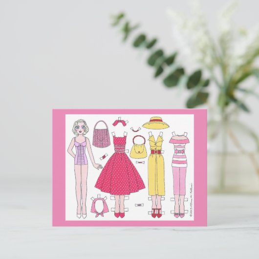 Fabulaire vijvers: Briefkaart Marilyn Paper Doll (Staand voorkant)