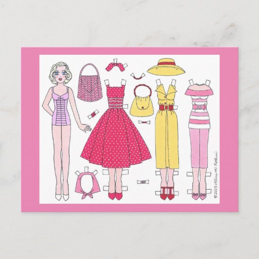 Fabulaire vijvers: Briefkaart Marilyn Paper Doll (Voorkant)