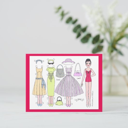 Fabulaire vijvers: Briefkaart poly Paper Doll (Staand voorkant)