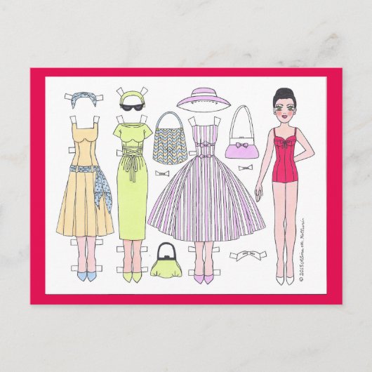 Fabulaire vijvers: Briefkaart poly Paper Doll (Voorkant)