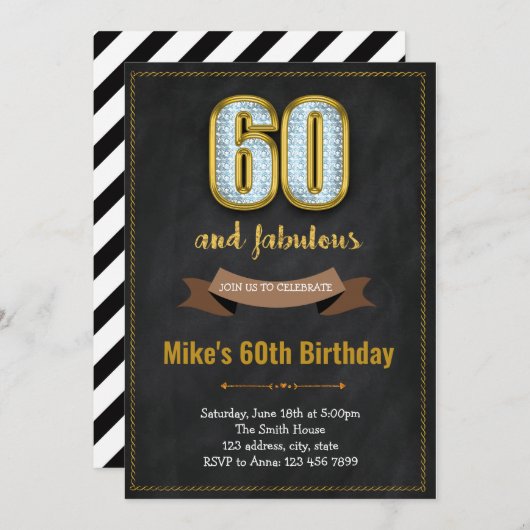Fabuleuze uitnodiging voor 60e verjaardag voor vol (Voorkant / Achterkant)