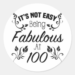 Fabulous 100th Birthday Ronde Sticker
