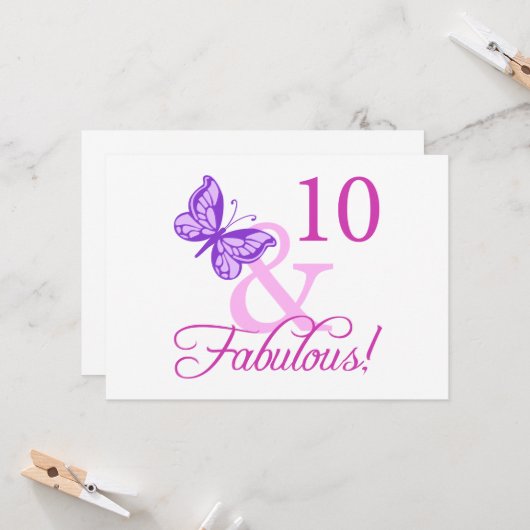 Fabulous 10th Birthday Kaart (Voorkant / Achterkant in situ)