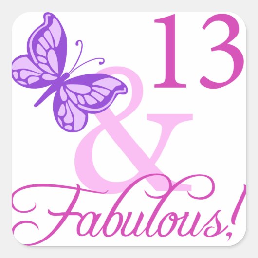 Fabulous 13th Birthday Vierkante Sticker (Voorkant)