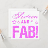 Fabulous 16th Birthday Kaart (Voorkant / Achterkant in situ)