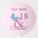 Fabulous 18th Birthday Ballon<br><div class="desc">Een schattig verjaardagsgeschenk voor vrouwen die een mijlpaal worden. Viel een prachtige verjaardag met een geweldig design met een  vlinder. Pas het aan door een douanenaam toe te voegen.</div>