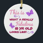 Fabulous 18th Birthday Keramisch Ornament<br><div class="desc">Een stijlvol en schattig ontwerp met een zwarte en levendige kleur zorgt voor een geweldig verjaardagsgeschenk voor vrouwen.</div>