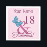 Fabulous 18th Birthday Servet<br><div class="desc">Een schattig verjaardagsgeschenk voor vrouwen die een mijlpaal worden. Viel een prachtige verjaardag met een geweldig design met een  vlinder.</div>
