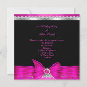 Fabulous 21 Hot Pink Black Silver Birthday Party Kaart (Achterkant)