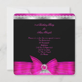 Fabulous 21 Hot Pink Black Silver Birthday Party Kaart (Achterkant)
