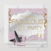 Fabulous 21 Pink Glitter Glamour Birthday Party Kaart (Voorkant)