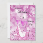Fabulous 21st Party Shimmer Pink High Heels Kaart (Voorkant)