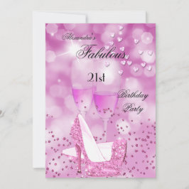 Fabulous 21st Party Shimmer Pink High Heels Kaart