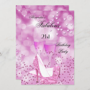Fabulous 21st Party Shimmer Pink High Heels Kaart