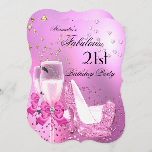 Fabulous 21st Shimmer Light Pink Heels Birthday 2 Kaart (Voorkant / Achterkant)