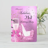 Fabulous 21st Shimmer Light Pink Heels Birthday 2 Kaart (Staand voorkant)