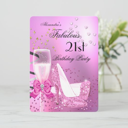 Fabulous 21st Shimmer Light Pink Heels Birthday 2 Kaart (Staand voorkant)