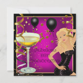 Fabulous 30 30th Pink Gold Black Birthday Party Kaart (Voorkant)