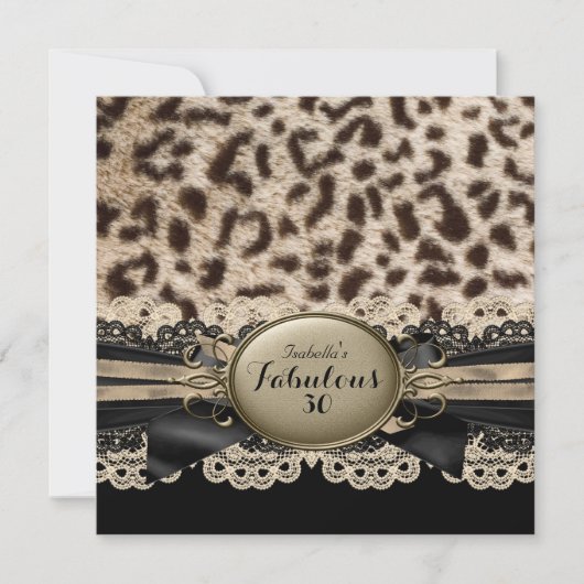 Fabulous 30 Beige Brown Black Leopard Birthday Kaart (Voorkant)