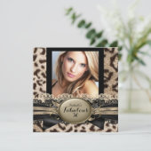 Fabulous 30 Beige Brown Leopard Birthday Party Kaart (Staand voorkant)