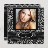 Fabulous 30 Black White Leopard Foto van zaterdag Kaart (Voorkant / Achterkant)