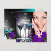 Fabulous 30 Blauwgroen Paarse Rozen op zaterdag Fo Kaart (Voorkant / Achterkant)